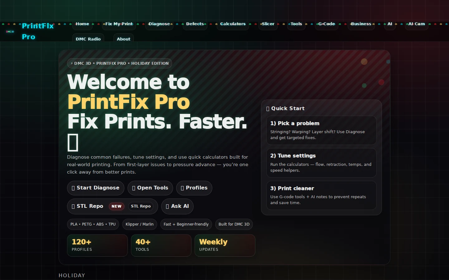 PrintFix Pro — Homepage preview