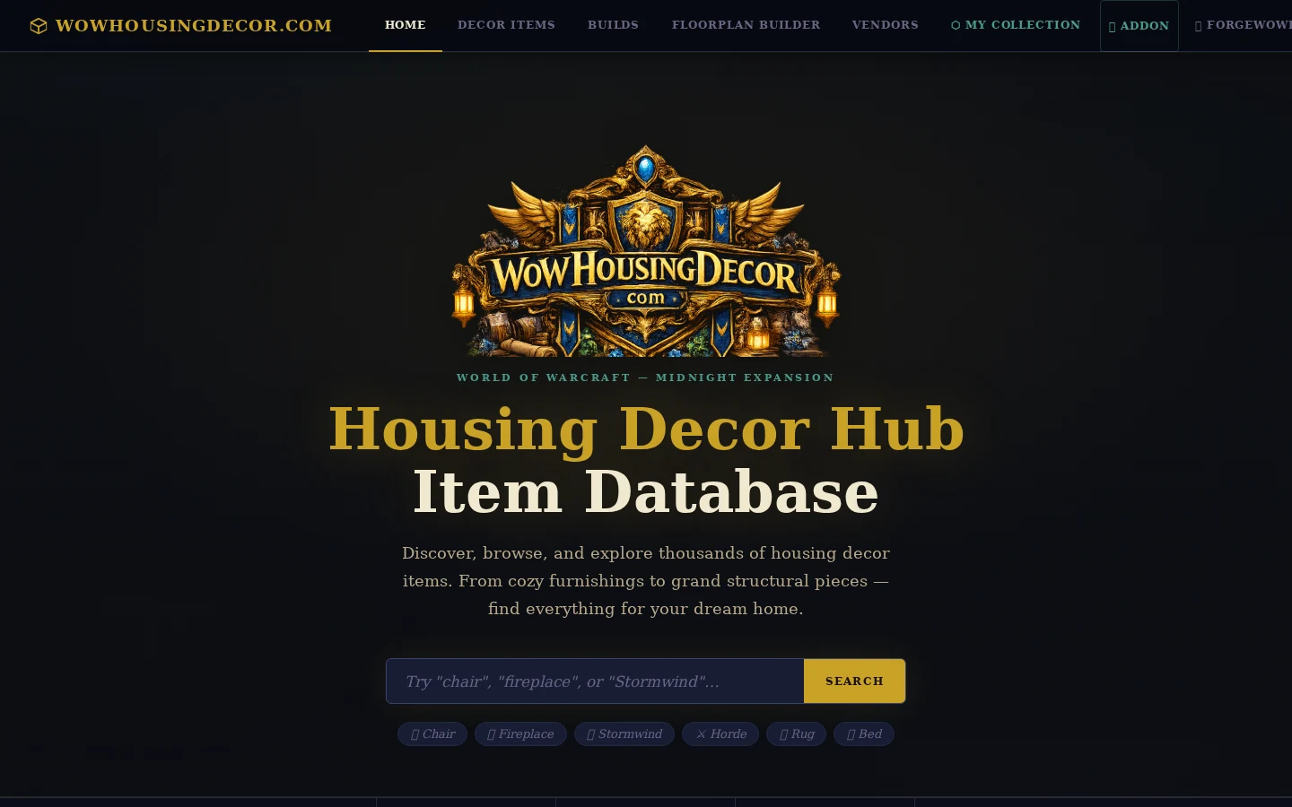 WoW Housing Decor — Homepage preview